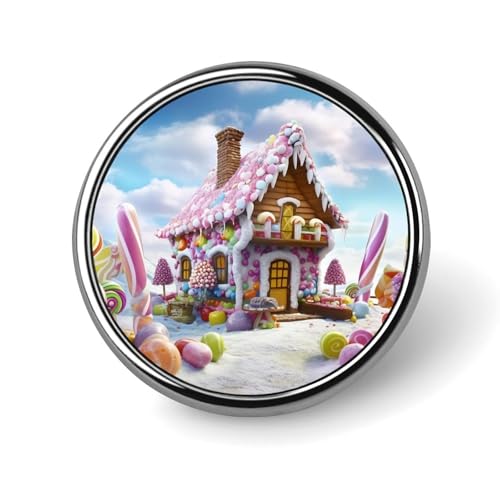 Aluminium Alloy Round Badge Brooch Pins for Men Candy House Brooches Elegant Pin for Women Fashion Button Badges Brooch Badge for Hats Jackets Shirts