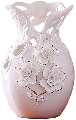 Grand vase céramique salon MU sculpture bambou ajouré style rétro 28cm