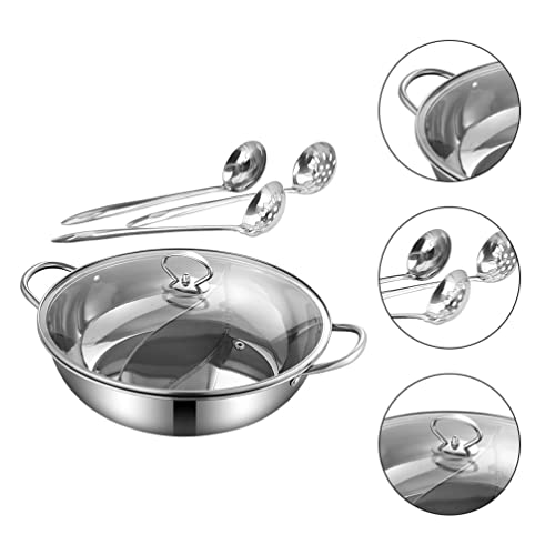 Aço Inoxidável Dividido Hot Pot: Shabu Shabu Pot Yin Yang Panela Panela Panela Panela Com Tampa De V