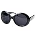 Pop Fashionwear Womens Fashion Circle Round Jackie O Bold Chic Sunglasses P547 (Black - Smoke Lens)