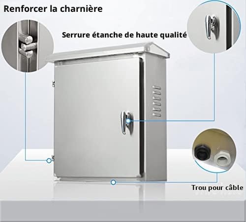 Coffret Electrique Etanche Exterieur,Boite Etanche Electrique Exterieur avec Serrure,Armoire en Acier Inoxydable avec Panneau Isolant - Applicable à Intérieures et Extérieures|600x500x180mm