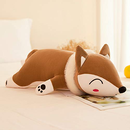 Kawaii Red Fox Peluche Giocattolo Lifelike Fox Peluche Cuscino Peluche Animali di Peluche Ragazze Cuscino Per Dormire Per I Bambini Regalo Di Compleanno 90 cm Marrone