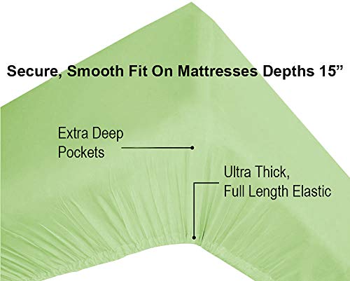 600 Thread Count Queen Celdon Green 100% Cotton Sheets & Pillowcase Set,4 Pc Extra Long Staple Combed Cotton Bedding,Fits Mattress 15'' Deep Pockets,Premium Soft Silky Sateen Weave,Oeko Tex Certified #TOP2