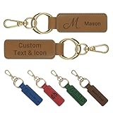 CDBUY Custom Double-Sided Leather Keychain, Personalized Engraved Key Chains with Names or Text, Customized Gifts for Men