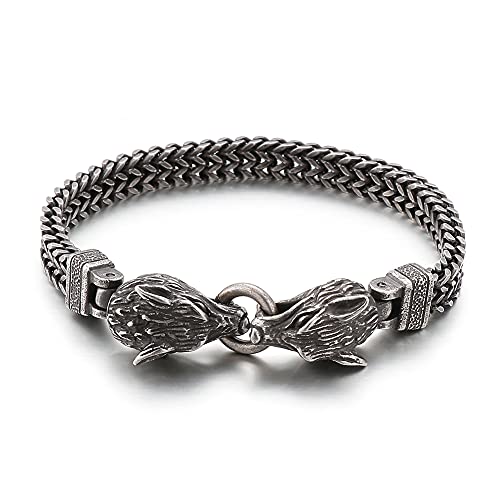 Bracelet viking mythologie de loup talisman païen rétro argent