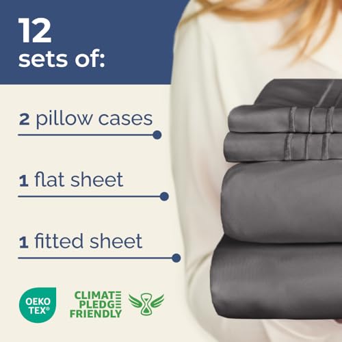 Image of Olympic Queen Sheet Set 66 inch x 80 inch - RV Olympic Queen Sheets - Dark Grey