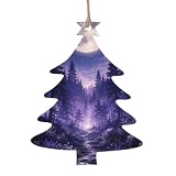 YLJuer Double-Sided Printed Wooden Christmas Tree Ornament, 6 Pcs
