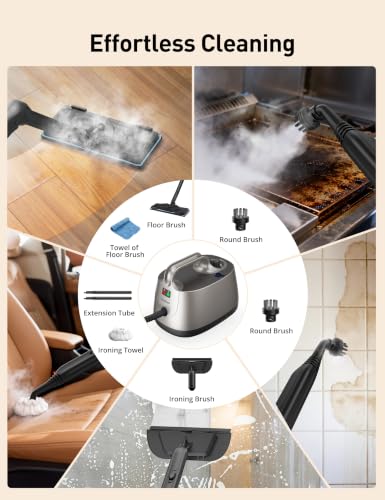 Image of Steam Cleaner for Home, 293F 58 PSI Powerful Multipurpose Handheld Steam Mop, 21 Attachments, 50Oz Capacity, Heavy Duty Steamer for Carpets, Floors, Cars, Tiles, Crack Cleaning, Turquoise
