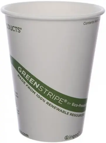 Eco-Products GreenStripe Disposable Hot Coffee Cup, Eco-Friendly Compostable PLA Lined Take Out Paper Cup, 12 fl oz, Case of 1000