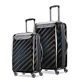 American Tourister Moonlight Hardside Expandable Luggage with Spinner Wheels, Iridescent Black, 2-Piece Set (21/24)