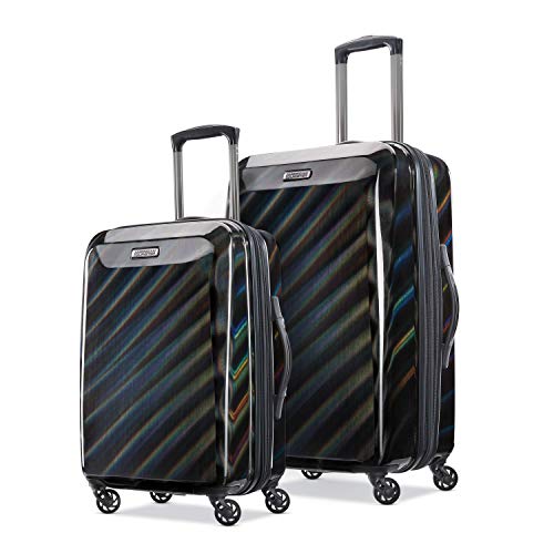 American Tourister Moonlight Hardside Expandable Luggage with Spinner Wheels, Iridescent Black, 2-Piece Set (21/24)