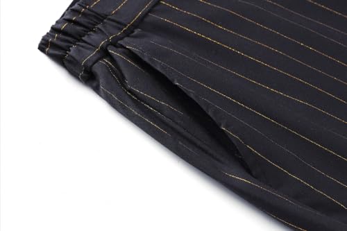 Sharp & Chic: Black Pinstripe Blazer and Flared Pants Suit - Image 7