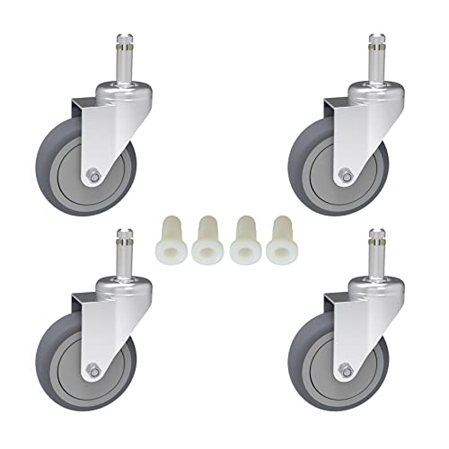 RILIDRI 2-Inch Swivel Stem Caster, 7/16-Inch Stem Diameter Rubber Wheel, Thermoplastic Rubber TPR Replacement Wheels - 4 Pack