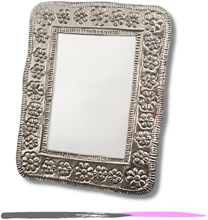 Flowers Design Metal Picture Frame Silver Tabletop Picture Frames Traditional Hojalata 6” x 4”