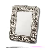 Flowers Design Metal Picture Frame Silver Tabletop Picture Frames Traditional Hojalata 6” x 4”