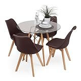 🍂MESA TOWER CRISTAL: La mesa de diseño nórdico TOWER CRISTAL, tiene un sobre redondo de cristal de 10 milímetros de grosor y unas originales patas de madera de haya en acabado natural con refuerzos metálicos en color negro. Su diseño actual y su tamaño la hacen una mesa funcional, de fácil limpieza, y de fácil ubicación, ideal para espacios informales y casuales