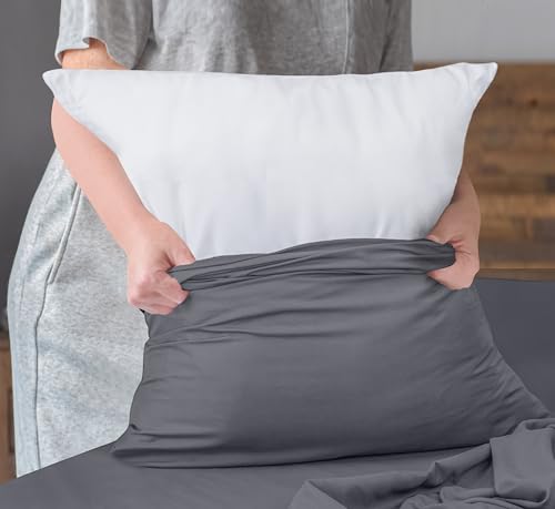 Image of Utopia Bedding 4-Piece Bed Sheet Set 160 x 200 cm, Grey - Polyester Microfibre, Oeko-Tex Certified, 1 Fitted Sheet 160 x 200 cm, 1 Flat Sheet 266 x 259 cm and 2 Pillowcases 65 x 65 cm