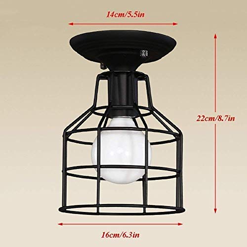 Lámpara Industrial de techo E27 con jaula decorativa de hierro y estilo moderno 5