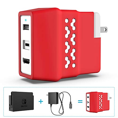 Charger for Nintendo Switch, Nintendo Switch AC Adapter Charger, USB Type C HDMI Splitter, USB 3.0, 3 in 1 USB Quick Charger Support TV Mode