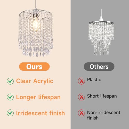 Hi-ERA Crystal Lampshade for Ceiling Pendant Light, Lamp Shade for Living Room Bedroom Kitchen Wedding and Party Decoration, Easy Fit Chandelier Light Shade Diameter 25 cm, 2 Tiers, Clear - Cosy Home Interiors Hi-ERA Crystal Lampshade for Ceiling Pendant Light, Lamp Shade for Living Room Bedroom Kitchen Wedding and Party Decoration, Easy Fit Chandelier Light Shade Diameter 25 cm, 2 Tiers, Clear - Image 3