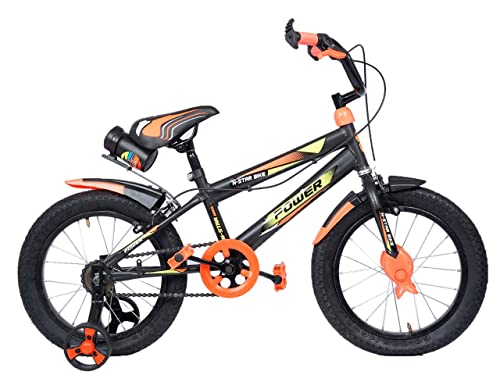 Image of NORMAN JR, Designed in Scandinavia EU Kids Bike Bicycle for Toddlers and Kids 16 Inch Fully Adjustable with Back Seat & Support for Boys and Girls Cycle for 5 to 8 Years, Pomo Orange