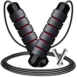 Adjustable Weighted Jump Rope, 9ft Long Tangle-Free Rapid Speed Jumprope for Exercise Calisthenics Fitness Jumping Skipping Double Dutch Boxing Crossfit, Workout Stuff for Women Men Kids Adult