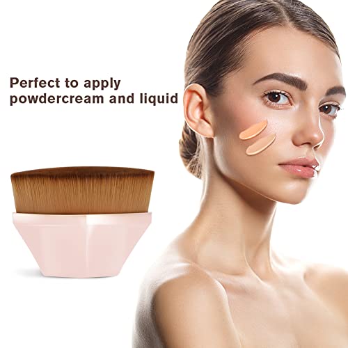 Auauy Foundation Makeup Brush, Foundation Brush For Liquid Makeup, Kabuki Face Brush Multifunctional, For Flawless Powder, Blending Liquid Or Cream Cosmetics With Portable Case (Pink) #TOP1