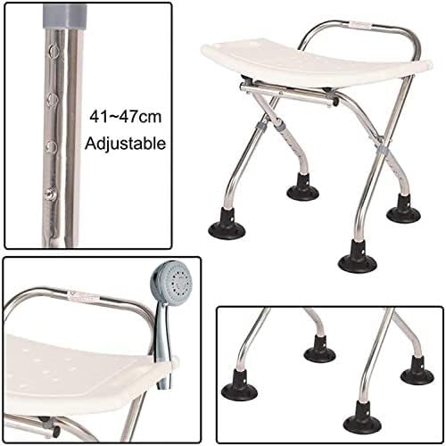 Asiento de Ducha Plegable, Asistente de baño portátil, Asiento de bañera for discapacitados con Respaldo, Banco de baño, Silla de Ducha de Altura Ajustable, Taburete