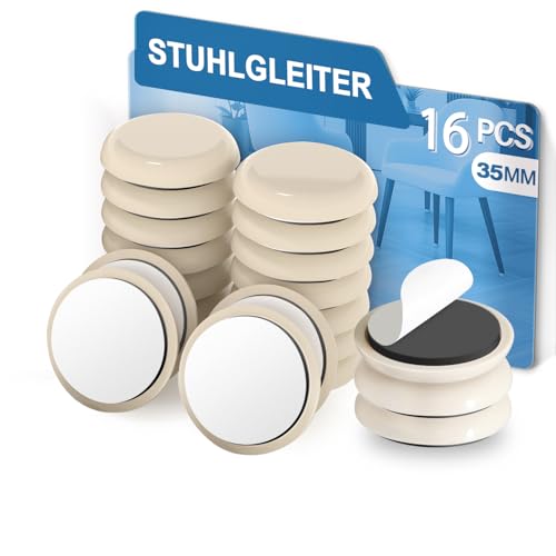 Möbelgleiter, 16 Stück gleiter für Stühle, Selbstklebend Möbelschieber, gleiter für möbel, Stuhlgleiter, Möbelgleiter Kunststoff für Teppiche(Runde,50mm)