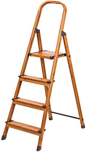 Tatkraft Adamant Aluminium 3 Step Folding Ladder, Anti-Slip Steps and Feet, Holds Up to 150 kg, SGS Certified for Quality and Safety