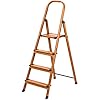 Tatkraft Upgrade 4 | Trittleiter 4 Stufen, Leiter Haushalt Stabil Bis 150 KG, Klapptritt, Anti-Rutsch, Braucht wenig Platz, Skandinavischer Holz Look