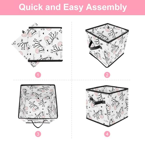 Bacs avec poignées et boîte de rangement pliable zèbre pour désencombrer la maison