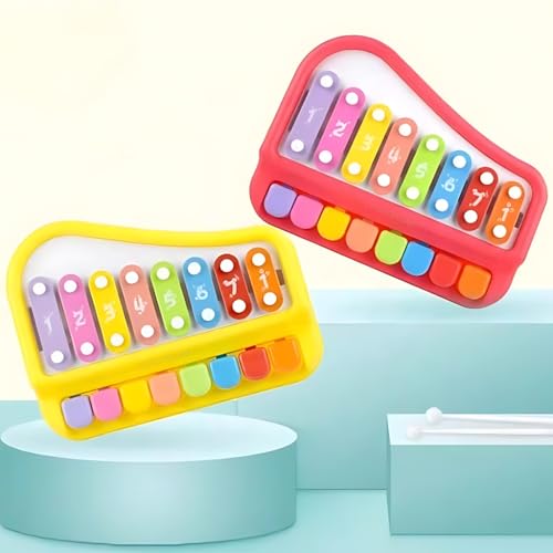 Image of 2 in 1 Piano Xylophone for Kids| Musical Toys for Kids Aged 1-3 Years Old, Multicolored Keyboard, Preschool Educational Musical Learning Toy for Baby Girls Boys