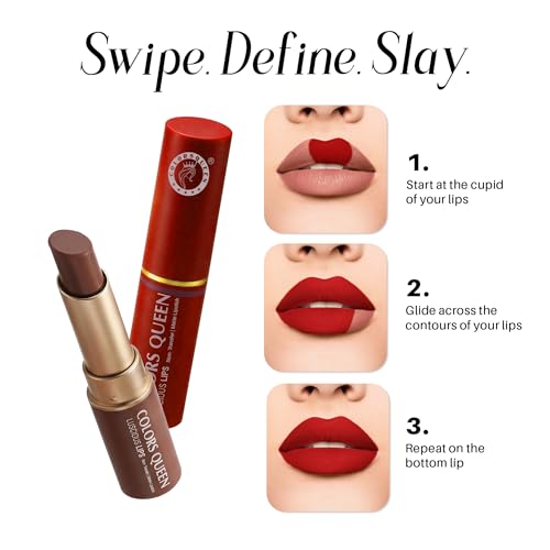 Image of Colors Queen Luscious Lips - Non Transfer Creamy Matte Lipstick | Highly Pigmented with Smooth Application | Long Lasting Lipstick Waterproof | Smudge Proof Lipstick for Women (02 - Dusty Pink - 3.5g)