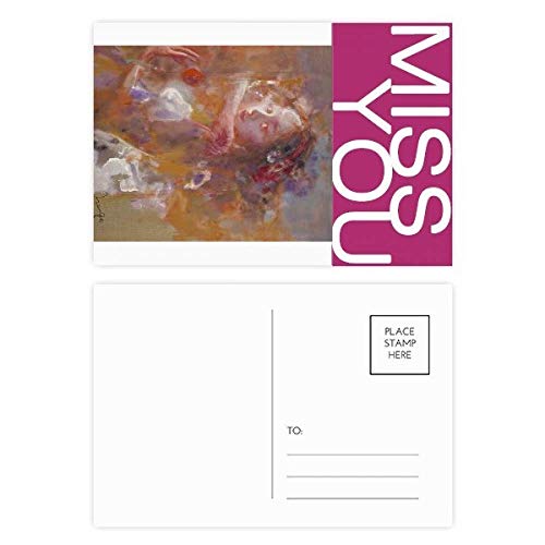 Carte postale orange XJJ Peinture à l'huile DIYthinker Lot de 20 cartes multicolores 14,5x9,6 cm