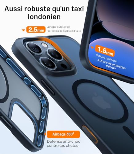 Coque iPhone 16 Pro Max robuste et magnétique TORRAS noire