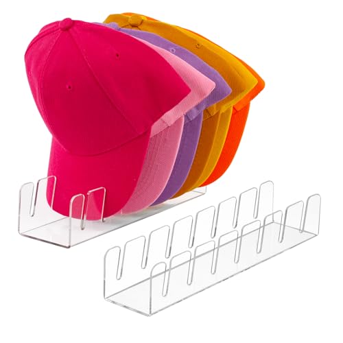 Organizador de Gorras de Béisbol, Paquete de 2 Soporte acrílico para 14 gorras de Béisbol, Perchero Transparente para Gorras, Expositor y Almacenamiento para Armarios, Dormitorios, Cómodas