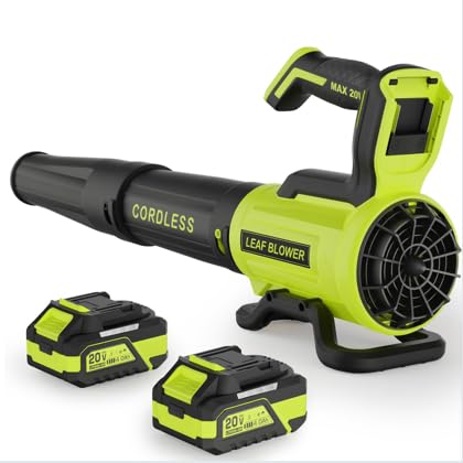 Leaf Blower Cordless with 2× 4.0Ah Batteries and Charger, 560CFM & 180MPH Lightweight Leaf Blower, 2 Speed Electronic Control, 20V Electric Blower for Driveway, Lawn & Yard Care