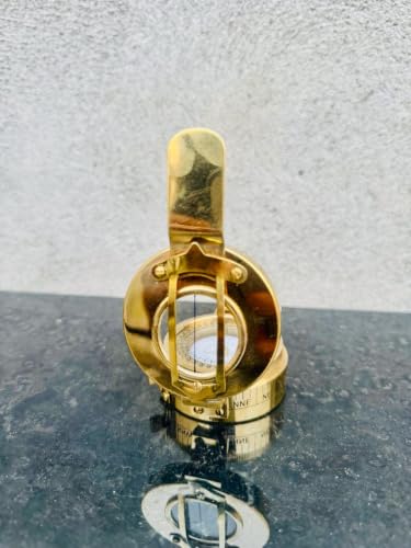 Brújula de bolsillo prismática militar británica de latón 2.5 pulgadas, brújula de navegación marina, brújula náutica para camping y senderismo, regalo coleccionable para hombres miniatura 2