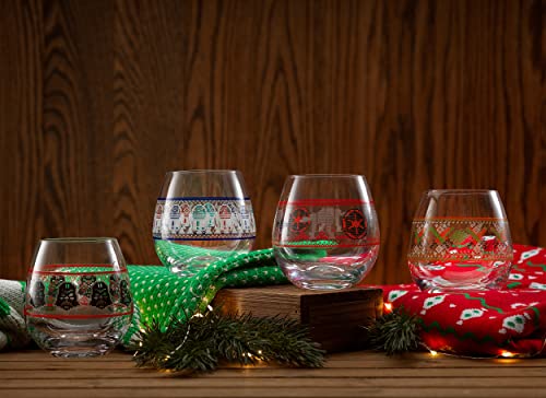 Joyjolt Star Wars™ Ugly Sweater Stemless Glasses. Set Of 4 Large 15Oz Stemless Glass Drinking Glasses, Star Wars Kitchen Glasses. Star Wars Gifts For Men Or Women, Star Wars Collectibles For Adults #TOP2