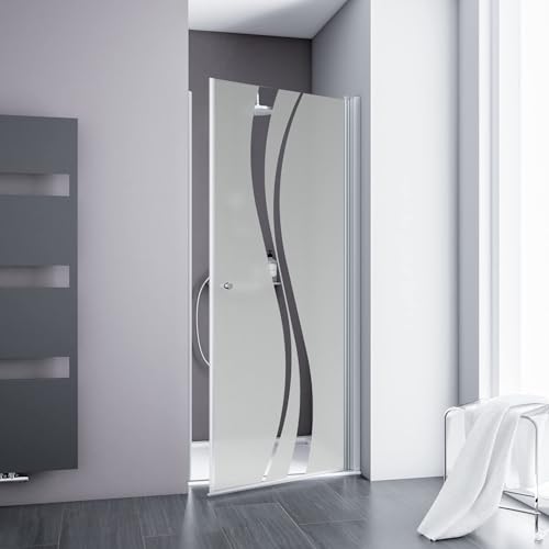 Schulte porte de douche pivotante 90 x 192 cm en niche, mécanisme autolevant, aspect chromé, montage gauche droite réversible, verre 5 mm antical, réglage 87.8-90.4, largeur d'accès 79.5 cm