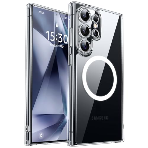 Image of CANSHN Designed for Samsung Galaxy S24 Ultra Case Clear [Full Camera Protection] [Compatible with MagSafe] Non-Yellowing Shockproof Protective Phone Cover 6.8 Inch - Clear
