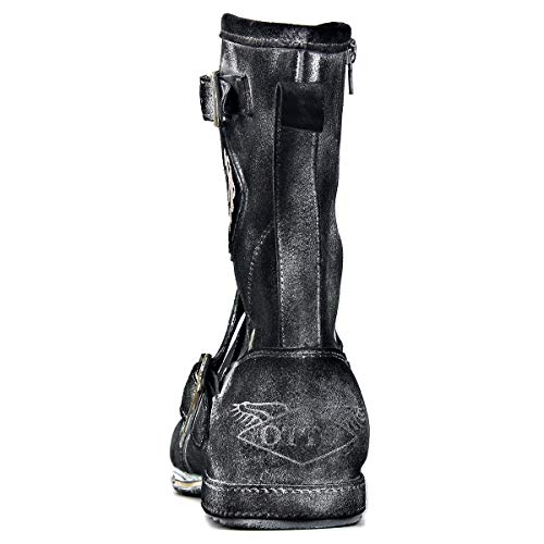 OSSTONE Moto Boots for Men Designer Fashion Zipper-up Leather Chukka Western Boots Casual Shoes OS-5008-1-HHH-R4