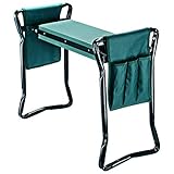 AB+ ABJ-KNLST01 Garden Kneeler Seat with 2 Bonus Tool Pouches & Soft Pad, Foldable Stool, Standard, Green