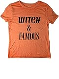 Zoe + Liv Womens Orange Heather Witch & Famous Tee Shirt Halloween Screen T-Shirt