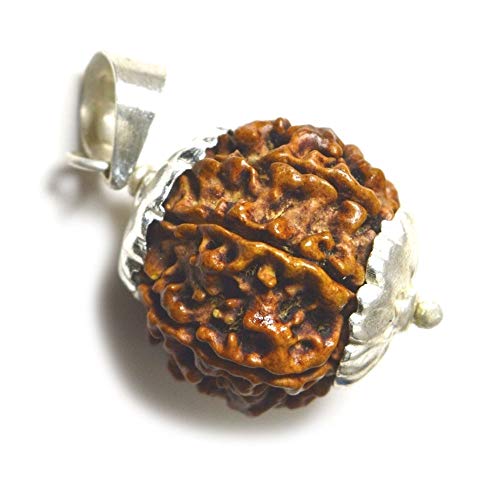 Collier Rudraksha argent sterling 925 haut de gamme avec perles rondes ciselées
