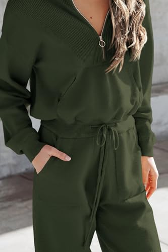 Image of PRETTYGARDEN Women's 2 Piece Sweater Set Pullover Zip Up Sweatshirt Jogger Sweatpants Tracksuit Casual Outfit