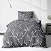 Produktbild LINKHOFF Biber Bettwäsche 155x220cm - Zweigemuster in Grau Weiß Bettwäsche Anthrazit Zweige 100% Baumwolle - Bettwäsche-Set Aesthetic Floral Paisley