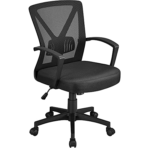 Yaheetech Black Adjustable Office Chair Executive Computer Chair Mid-Back Ergonomic Desk Chair...