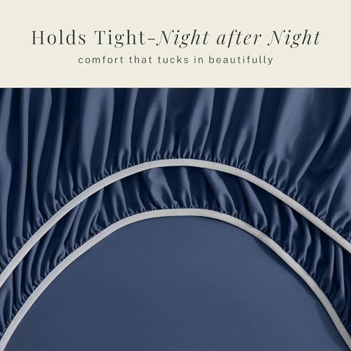 Image of Hearth & Harbor Extra Deep Pocket Sheets - Fits Mattress 18-24 Inches Deep - Extra Deep Pocket Full Size Sets - 6 Piece Full Size - Full - Navy Blue
